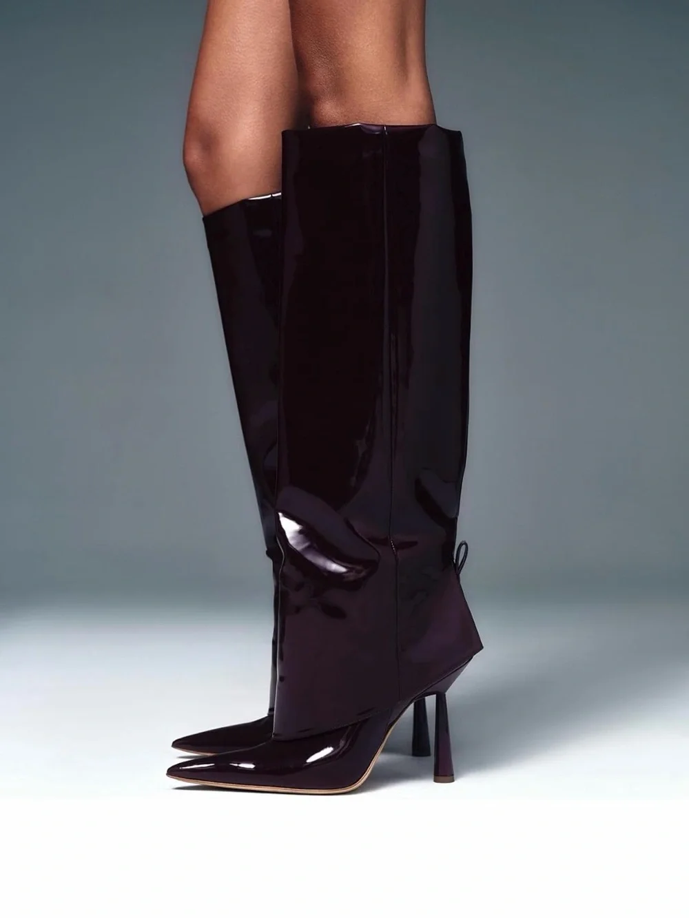 Goolita Fold Over Boots For Women, Pointed Toe Stiletto Heel
